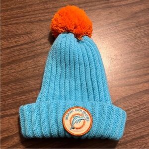 Miami Dolphins VINTAGE NFL Pom Pom Beanie Hat By Wigwam